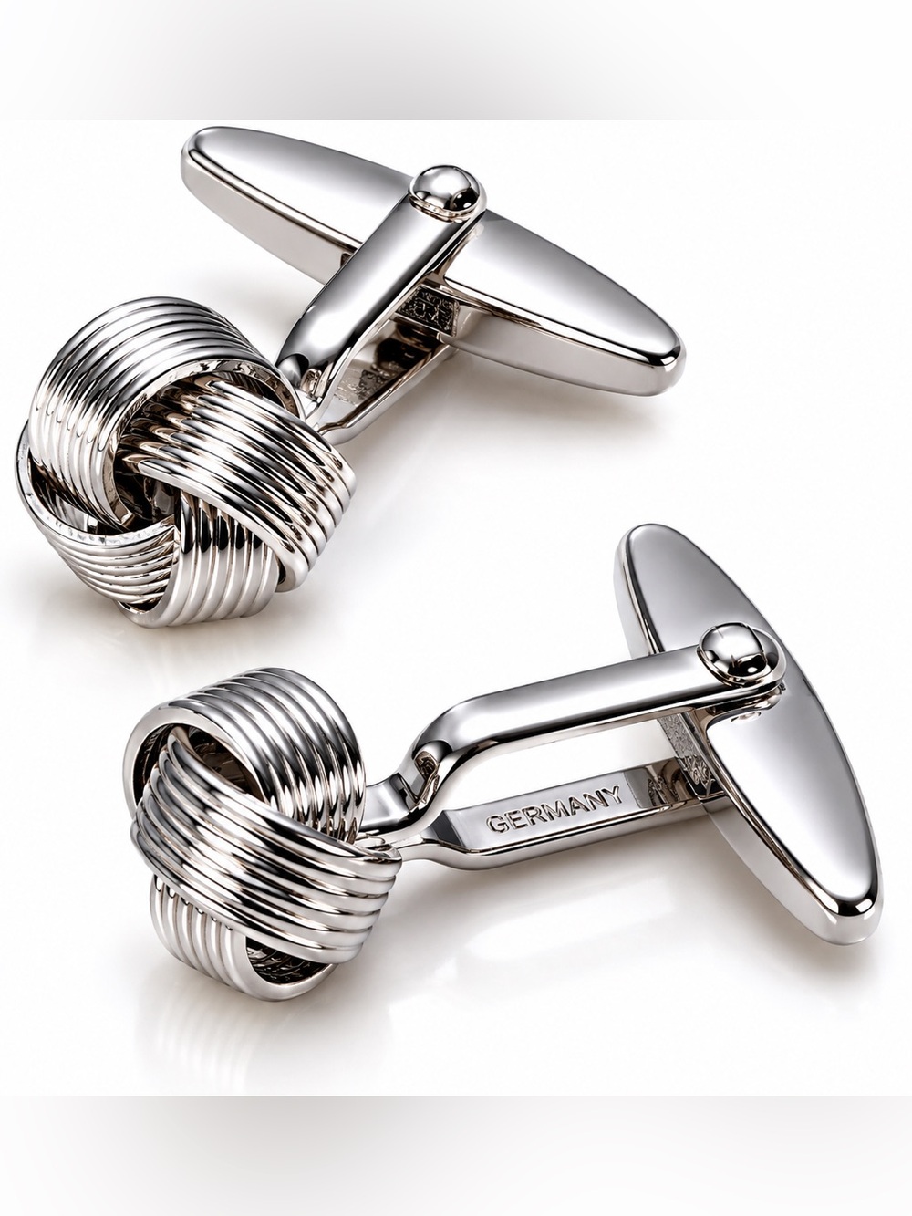 Vintage Germany Silver Tone Knot Cuff Links
